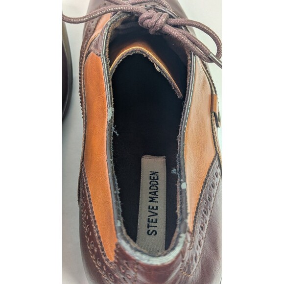 Steve Madden Mens Sz 13 Brown Leather Wingtip Oxford Dress Shoes Jetway - Picture 15 of 15